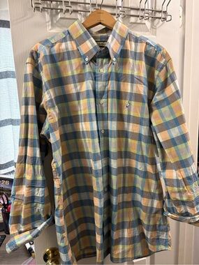 Lightweight Plaid Button-Down Shirt in Yellow & Blue